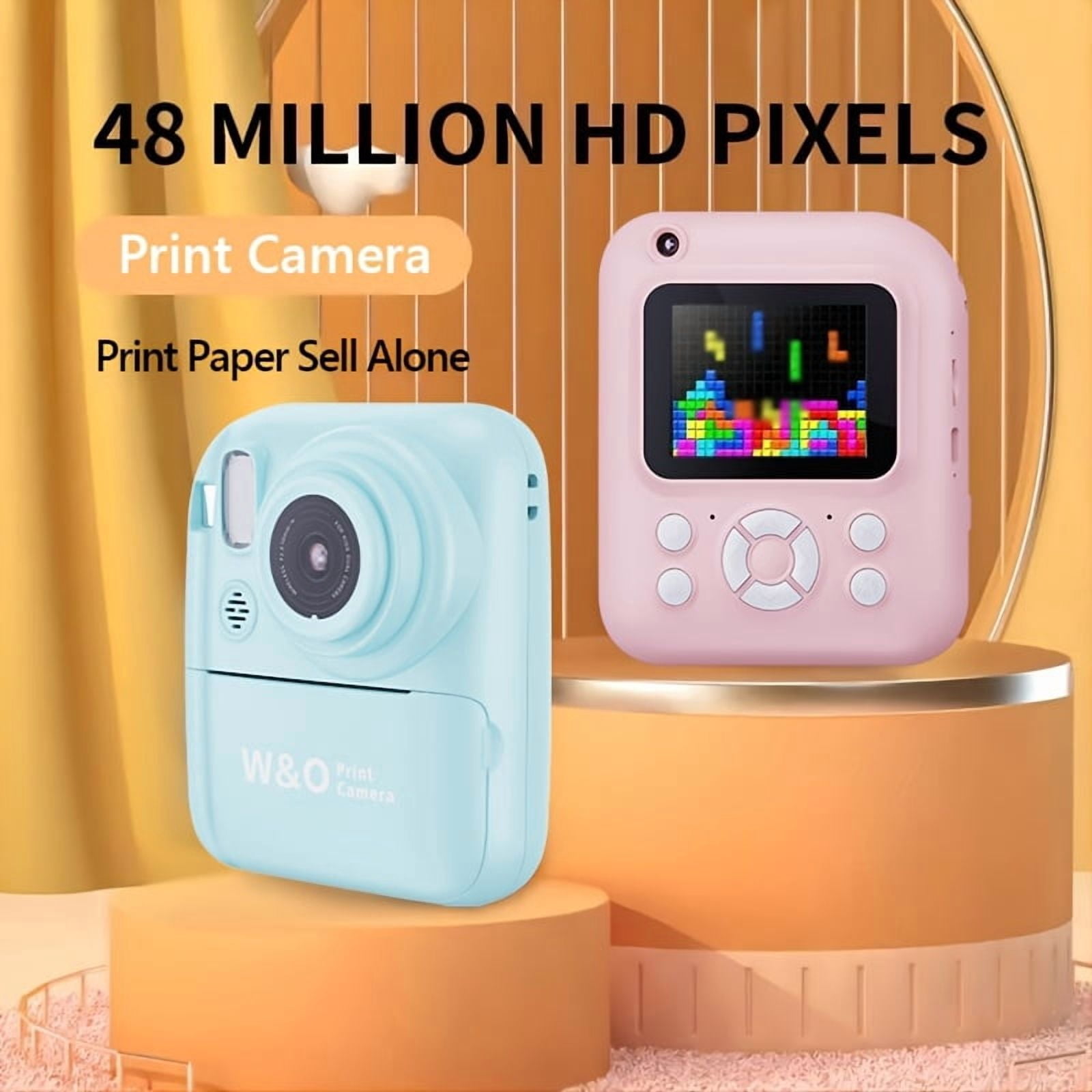 Instant Print Digital Camera with 2.4" Screen - 48MP FHD Photo Printer, Flash, MP4, Puzzle Game, Includes 32GB TF Card & Reader, Mini Portable Camera for Kids Gift