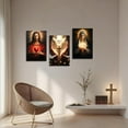 thumbnail image 4 of Hieng Sacred Heart Wall Art 3 Pieces Jesus Mary Portrait Pictures Christian Catholic Canvas Prints Cross Dove of Peace Paintings for Church Decor Unframed, 4 of 6