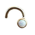 thumbnail image 2 of Nose Stud Screw Shaped Gemstone Nose Rings, Gold Nostril Corkscrew Piercing for Women White Opal 3mm 20 GA Right Side, 2 of 8