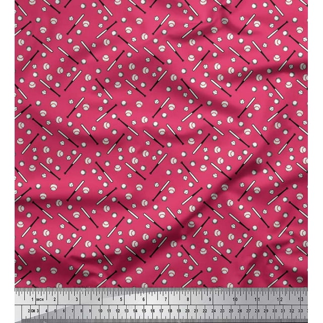 Soimoi Modal Satin Fabric Baseball Sports Decor Fabric Printed Yard 42 Inch Wide