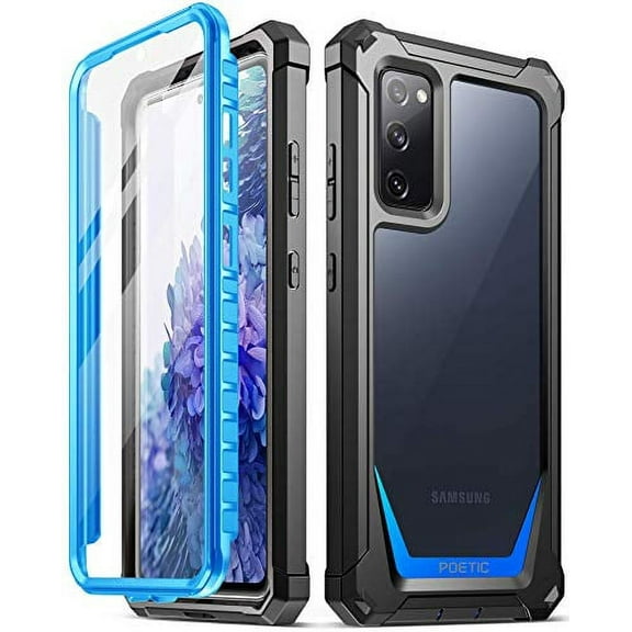 Poetic Guardian Series Case Designed for Samsung Galaxy S20FE Case, Full-Body Hybrid Shockproof Bumper Cover, Without Built-In-Screen Protector, Blue/Clear