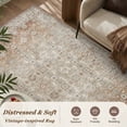 thumbnail image 5 of SIXHOME 5'x7' Area Rugs for Living Room Washable Rugs Ombre Vintage Floral Living Room Rug Aesthetic Carpet Soft Large Rugs for Bedroom Dining Room Office Retro Home Decor Tan and Orange, 5 of 7