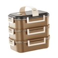 thumbnail image 4 of Fiambrera Bento Box sellable, apilable, a prueba de fugas, reutilizable, contenedor de alimentos para senderismo, viajes, picnic, pesca, adultos , marrón, 4 of 8