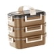 thumbnail image 3 of Fiambrera de acero inoxidable, recipiente para alimentos, recipiente hermético con 2 compartimentos, caja de embalaje, caja Bento para viajes, marrón, 3 of 9