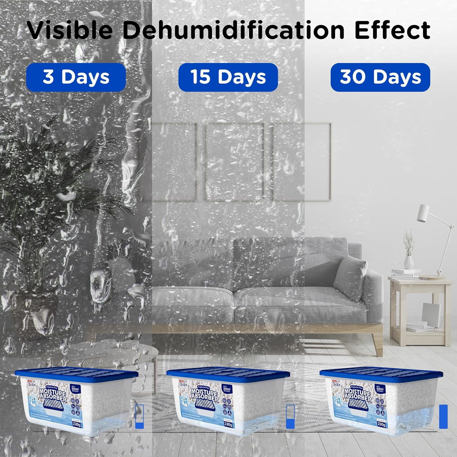 Moisture Absorbers, Portable Humidity Absorber Boxes for Your Bathroom, Closet & Car, Dehumidifier with Fragrance Free, 6 Pack