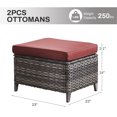 thumbnail image 3 of Giantfurnni 2 Peices Patio Rattan Ottomans, Outdoor Wicker Footrests with Cushions for Porch Backyard Deck, 3 of 7