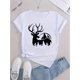 thumbnail image 3 of Women's Casual Elk Graphic Tee - Comfy Crew Neck Short Sleeve T-Shirt, Perfect for Summer & Holidays, 3 of 8