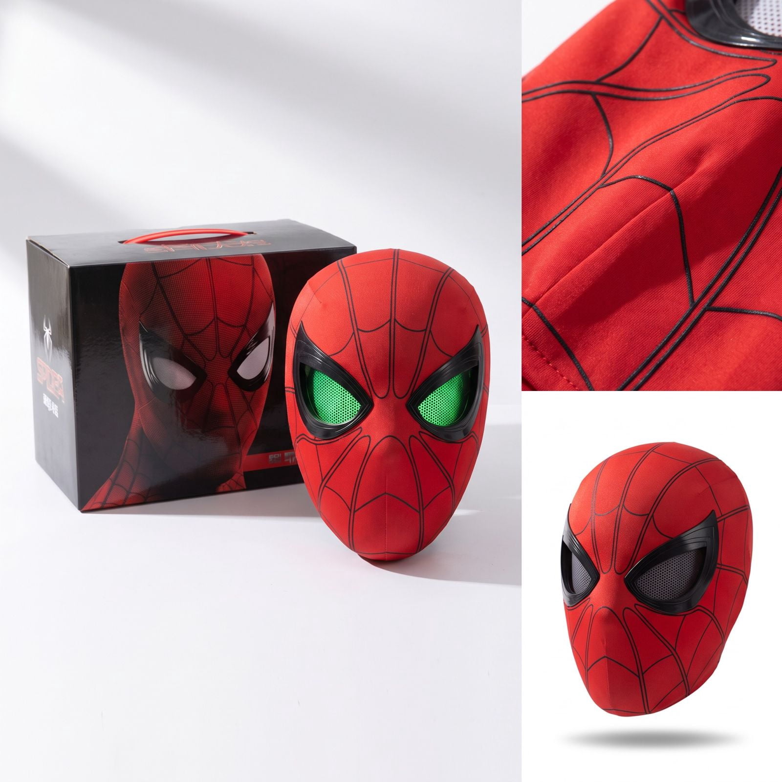 Red Fluorescent Blinking Mask, Glowing Superhero Headgear with Realistic Eye Movement for Fun Costume Play