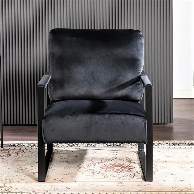 Modern Accent Chair with Durable Square Metal Frame