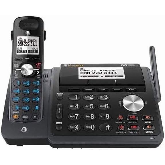 AT&T TL88102BK 2-Line Expandable Cordless Phone System with Answering Machine, Caller ID/Call Waiting, DECT 6.0