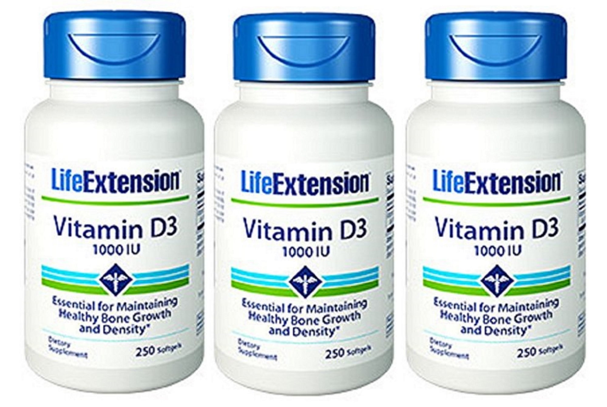 Life Extension Vitamin D3 1,000 IU 250 Softgels (Pack of 3)