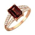 thumbnail image 2 of 7X5mm Emerald Cut Garnet 925 Sterling Silver Rose Plated Solitaire Women Wedding Ring Jewelry, 2 of 7
