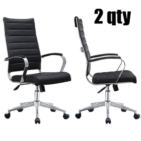 Conference Room Furniture Set With Chairs 2xhome Set of 2 Black Modern High Back Tall Ribbed PU Leather Swivel Tilt Adjustable Chair Designer Boss Executive Management Manager Office Conference Room Work Task Computer ()