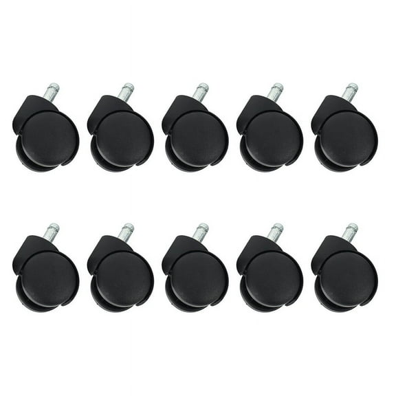 50mm Office Chair Roller Wheels - Set of 10 - Black