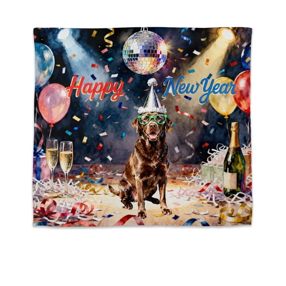 Happy New Year Chesapeake Bay Retriever Chills on Year-End Party Tapestry Chessie Dog Lover Wall Hanging Backdrop Home Decor - 12023