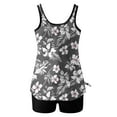 thumbnail image 6 of Women's Two Piece Tankini Swimsuit Floral Printed Beach Bathing Suit Modest Tank Swim Top Boyleg Swimwear (S, Gray #A), 6 of 7