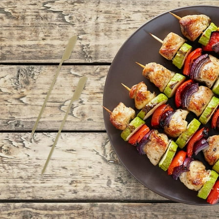 Hemoton 100pcs Bamboo BBQ Skewers Long Toothpicks for Appetizers Food Grill Sticks Party Bamboo Sticks Grilling Skewers
