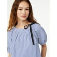 thumbnail image 2 of Free Assembly Women's Tie Neck Blouson Dress with Short Sleeves, 2 of 5