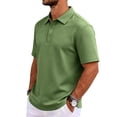 thumbnail image 4 of GrmtClth Men's Classic Polo Shirt Short Sleeve Button Placket Golf Shirt Casual Business Casual Top Breathable Quick Dry Tennis Shirt Workwear Blouse Army Green XL, 4 of 8