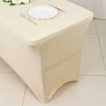 thumbnail image 5 of BalsaCircle 4 Feet Rectangular Spandex Fitted Elastic Stretchable Tablecloth Beige, 5 of 8