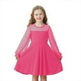 thumbnail image 1 of Robe d'Été Évasée à Étages à Manches Longues pour Fille, Robe Rose pour Filles, Robe à Fleurs pour Filles, 1 of 9