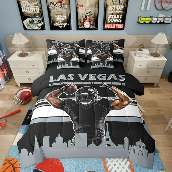 American Football Bedding Sets 7 Piece Sports Bed in a Bag Football Game Themed Comforter Set with Sheets Teen Ball Game Decor Bed Set Rugby Sports Game Sheets Twin