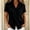Black, variant on Women's 2026 Summer Lapel Collar Full Button Down Cuffed Short Sleeve Shirt, Curved Hem Loose Casual Blouse for Daily & Office Casual Outing