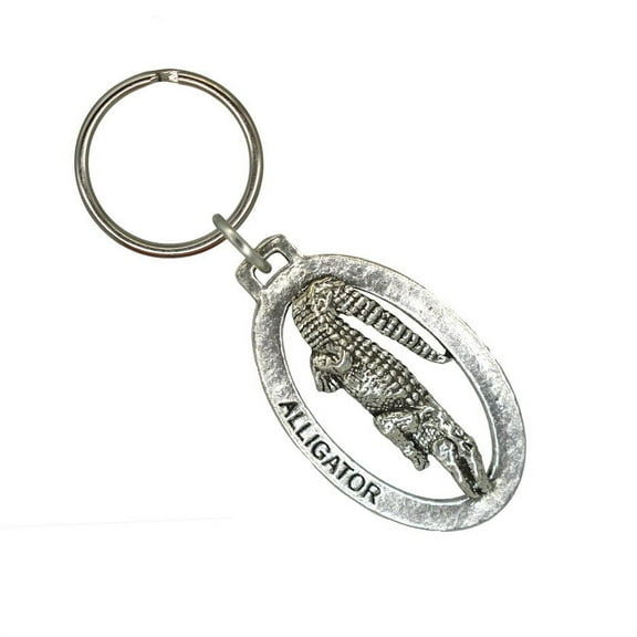 Alligator Keychain, Gator, Crocodile, Florida, Reptile, Key Fob, Key Ring, Keys, Zipper Pull, Luggage Tag, Backpack, Pewter, Over 300 Keychains Designs, Handmade in the USA A070KC