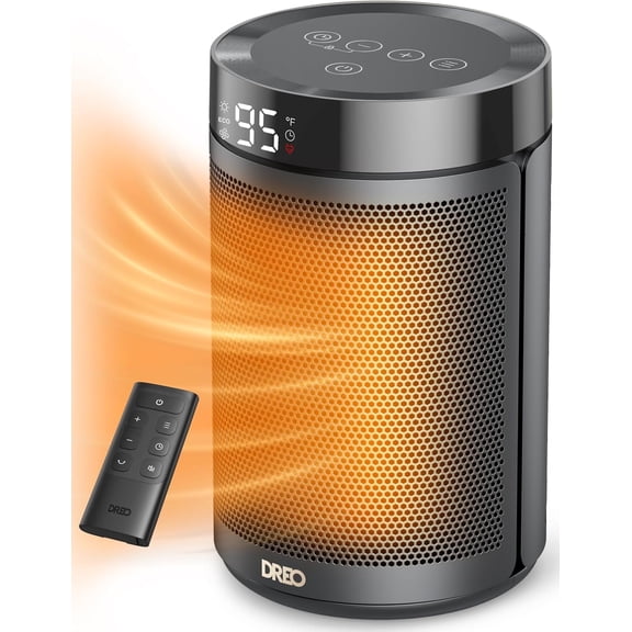 Dreo Space Heater, Portable Electric Heaters for Indoor Use with Thermostat, Digital Display, 1-12H Timer, Eco Mode and Fan Mode, 1500W PTC Ceramic Fast Safety Heat for Office Bedroom, Black