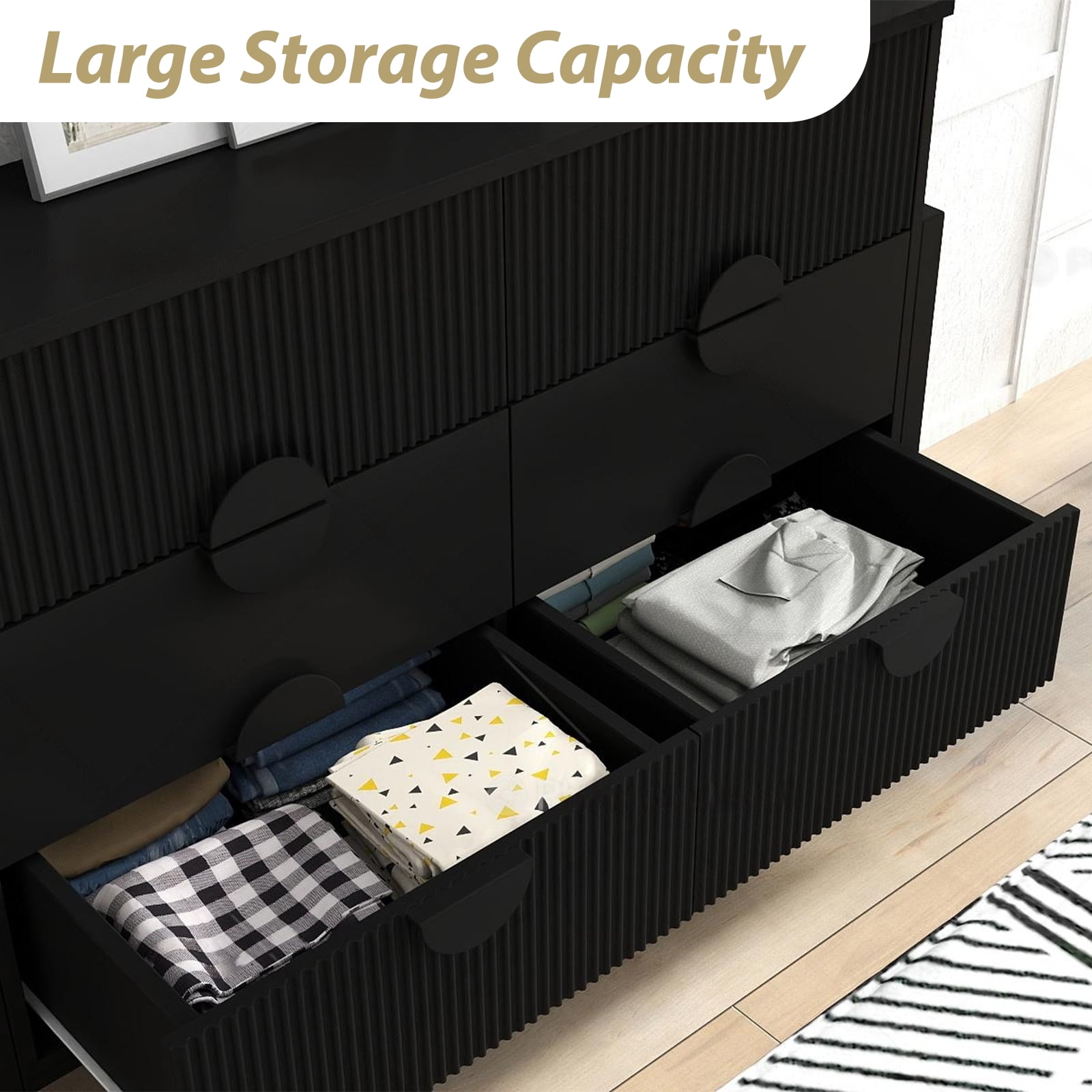 LGHM Tall 6 Drawer Dresser for Bedroom and Living Room LGHM Tall 6 Drawer Dresser for Bedroom and Living Room