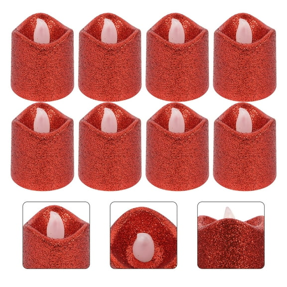 COSMOBETTY Small Flameless Candles Red Plastic Imitation Candle Wedding Proposal 24Pcs 1.4*1.4*1.6In