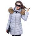 thumbnail image 4 of Chaqueta de plumón con cuello de piel sintética Midi para mujer de invierno M-6XL - Gris plateado Hugo Chaqueta de plumón para mujer, 4 of 7