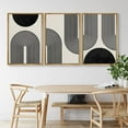 thumbnail image 3 of PixonSign Framed Canvas Print Wall Art Spiral Parabolas & Solid Semi Circle Geometric Shapes Drawings Modern Art Contemporary Edgy Black and White for Living Room - 16"x24"x3 Natural, 3 of 5