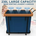 thumbnail image 4 of 230L (60 Gal) Extra Large Fashion Laundry Sorter 3 Section with Lid, Rolling Laundry Basket Hamper with Handle, Laundry Organizer Storage Cart with Sturdy Metal Frame for Laundry Room, Dark Blue, 4 of 14