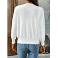 thumbnail image 2 of Women'S Long Sleeve V-Neck Button Down Cardigan Knit Shrugs Sweater White S, 2 of 7