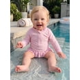 thumbnail image 4 of BemeyourBBs Toddler Baby Girl 2 Piece Swimsuit Set Infant Girls Bathing Suit Long Sleeve Rash Guard Swimwear Frill Mock Neck Eyelet Hollow Out Zipper Swiming Tops Bottoms Bikini Set Summer Beachwear, 4 of 8