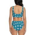 thumbnail image 3 of Wukai Sea Turtle Women's Bikini Set Two Piece,wimsuit High Waisted V Neck Twist Front Adjustable Spaghetti Straps Bathing Suit-X-Large, 3 of 7