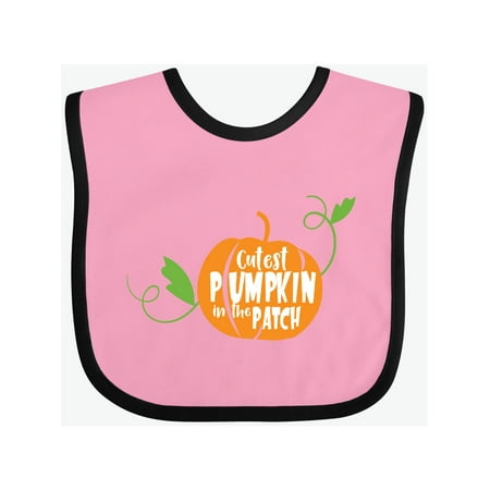 

Inktastic Cutest Pumpkin In The Patch Leaves - Orange Green Gift Baby Boy or Baby Girl Bib