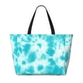 thumbnail image 2 of PAYOHTO Teal Tie Dye Blue Large Beach Tote Bags for Womens Mens Sandproof Swim Pool Bag with Zipper for Travel Vacation, 2 of 7