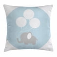 thumbnail image 1 of Elephant Nursery Decor Throw Pillow Cushion Cover, Little Baby Elephant with Big Balloons Happy Funny Icon, Decorative Square Accent Pillow Case, 24 X 24 Inches, Mauve Light Blue White, by Ambesonne, 1 of 2