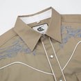 thumbnail image 4 of COEVALS CLUB Men's Embroidered Western Cowboy Long Sleeve Pearl Snap Two Pockets Casual Button up Shirts Khaki 1-03 Medium, 4 of 7