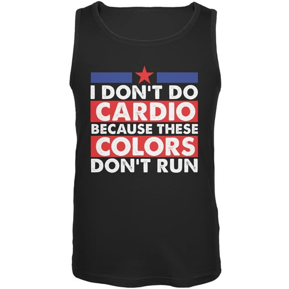 4th Of July I Don't Do Cardio Black Adult Tank Top - 2X-Large