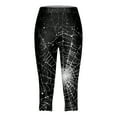 thumbnail image 4 of YDFCWXW Women's Cute Halloween Pumpkin Printed Tummy Control Elastic Waist Yoga Pants Workout Capri Leggings for Women Black, L, 4 of 5