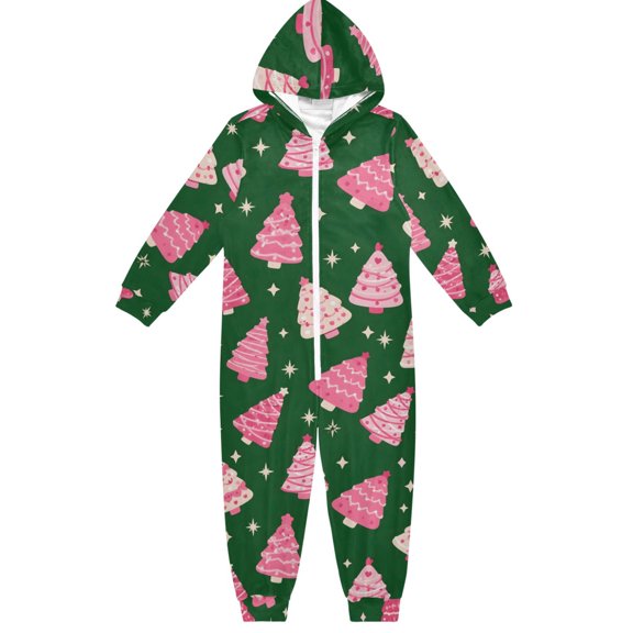 Christmas Boys & Girls Hooded One-Piece Pajamas Warm Crystal velvet Hooded Long Sleeve Loungewear Jumpsuit Unisex