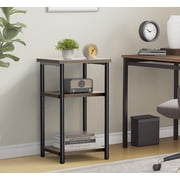 3-Tier End Table, Side Table with Open Shelves, Bedside Table for LivingRoom Bedroom Bathroom, Easy Assembly, Gray