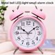 thumbnail image 4 of Reloj despertador Retro Twin Bell Mesa de escritorio de metal Reloj analógico Silencioso con luz nocturna para oficina en casa, Rosa Inevent EL000911-01B, 4 of 7