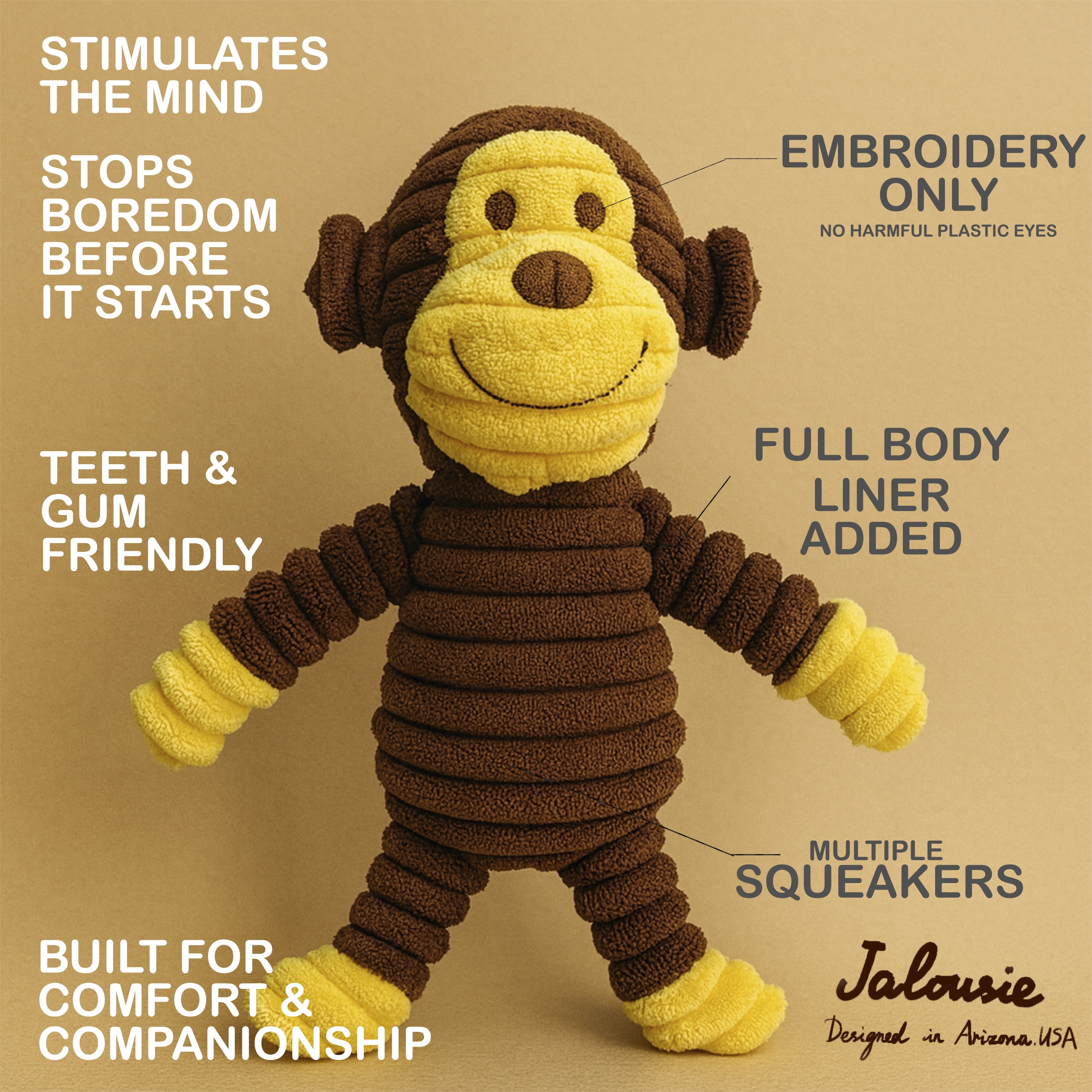 Jalousie Plush Toys Assortment Value Bundle Puppy Pet Mutt Squeak Toy for Medium Large Dogs (5 Pack Corduroy)