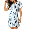 thumbnail image 2 of Gukieu Penguin Winter Fun Print Women's Nightgown, A-line Round Neck Short-sleeved Nightgown Pajamas Home Wear Suitable for Home and Outing, 2 of 6