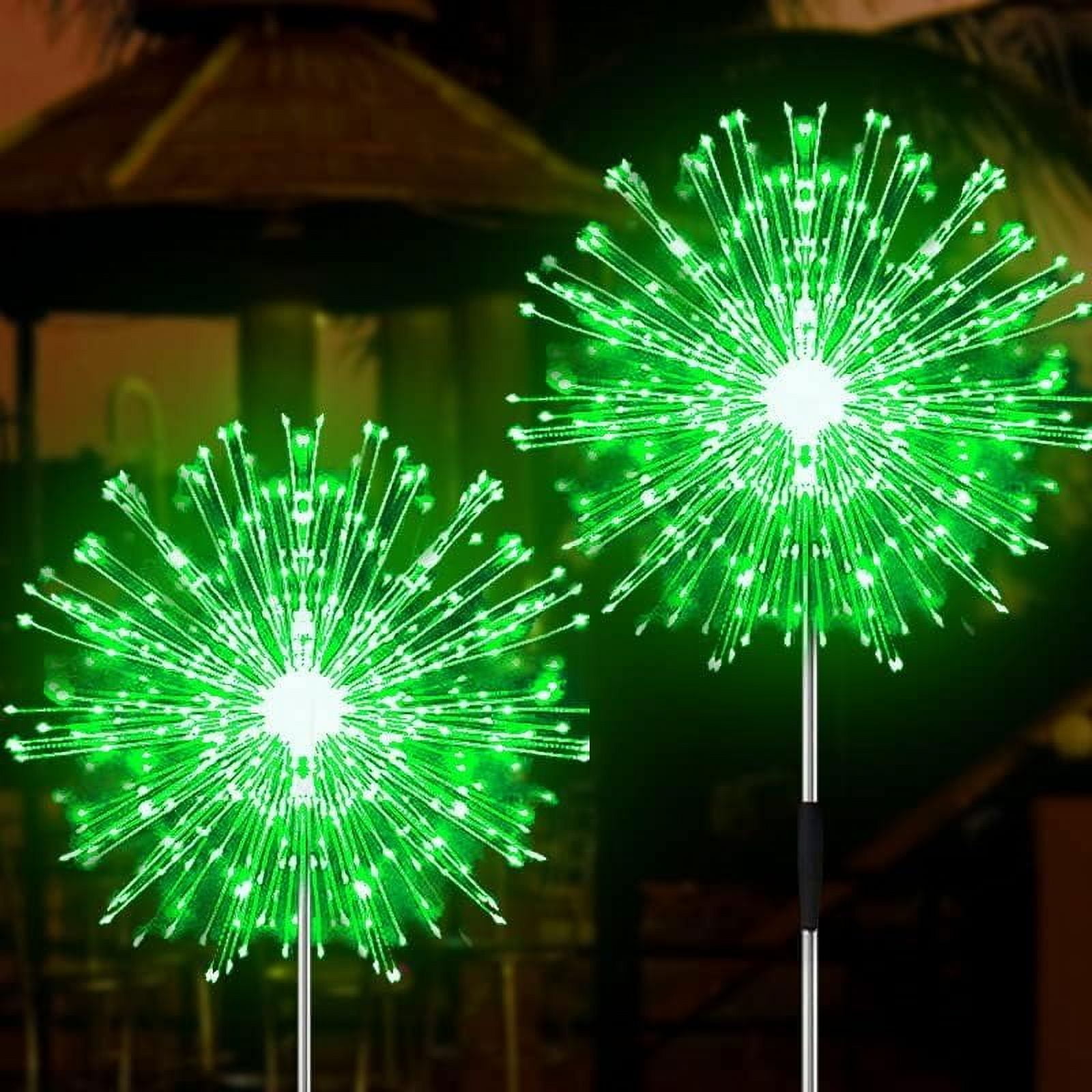 Solar Garden Lights Solar Firework Lights, 2 Pack 120 LEDs 2 Lighting Modes Solar Lights Outdoor Waterproof for Garden Patio Walkway Pathway Party Wedding Christmas Decorative - Green