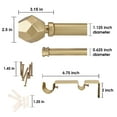 thumbnail image 2 of SKYPLUS LIVING 1-1/8 inch Double Window Curtain Rods with Faceted Finials, Adjustable 36-72 in,Gold, 2 of 8